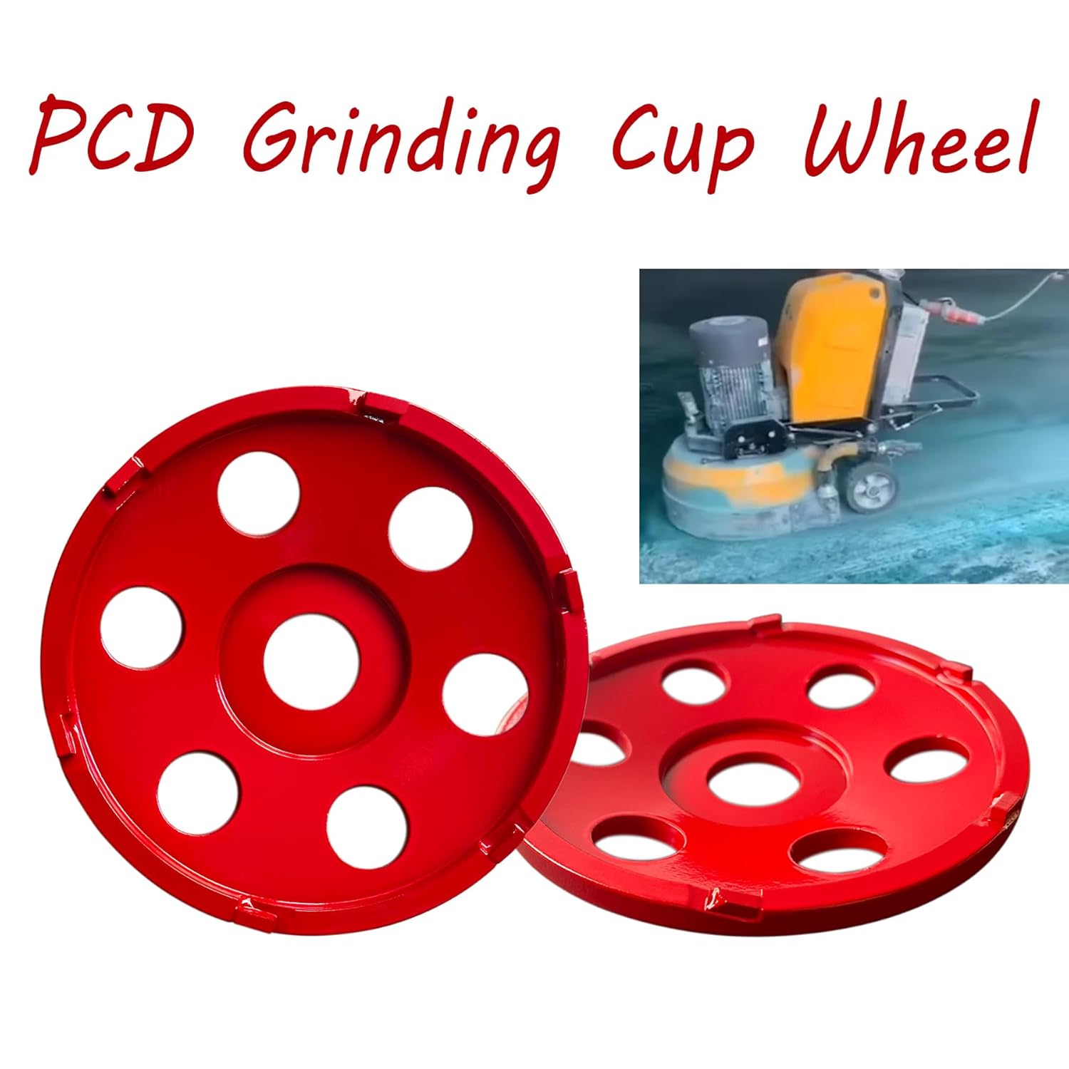 4.5 inch (115mm) PCD Grinding Cup Wheel with 6 PCD Segments 7/8 inch Arbor for Removing/Grinding Off Epoxy/Asphalt Surface/Floor coatings/Vinyl/Glues