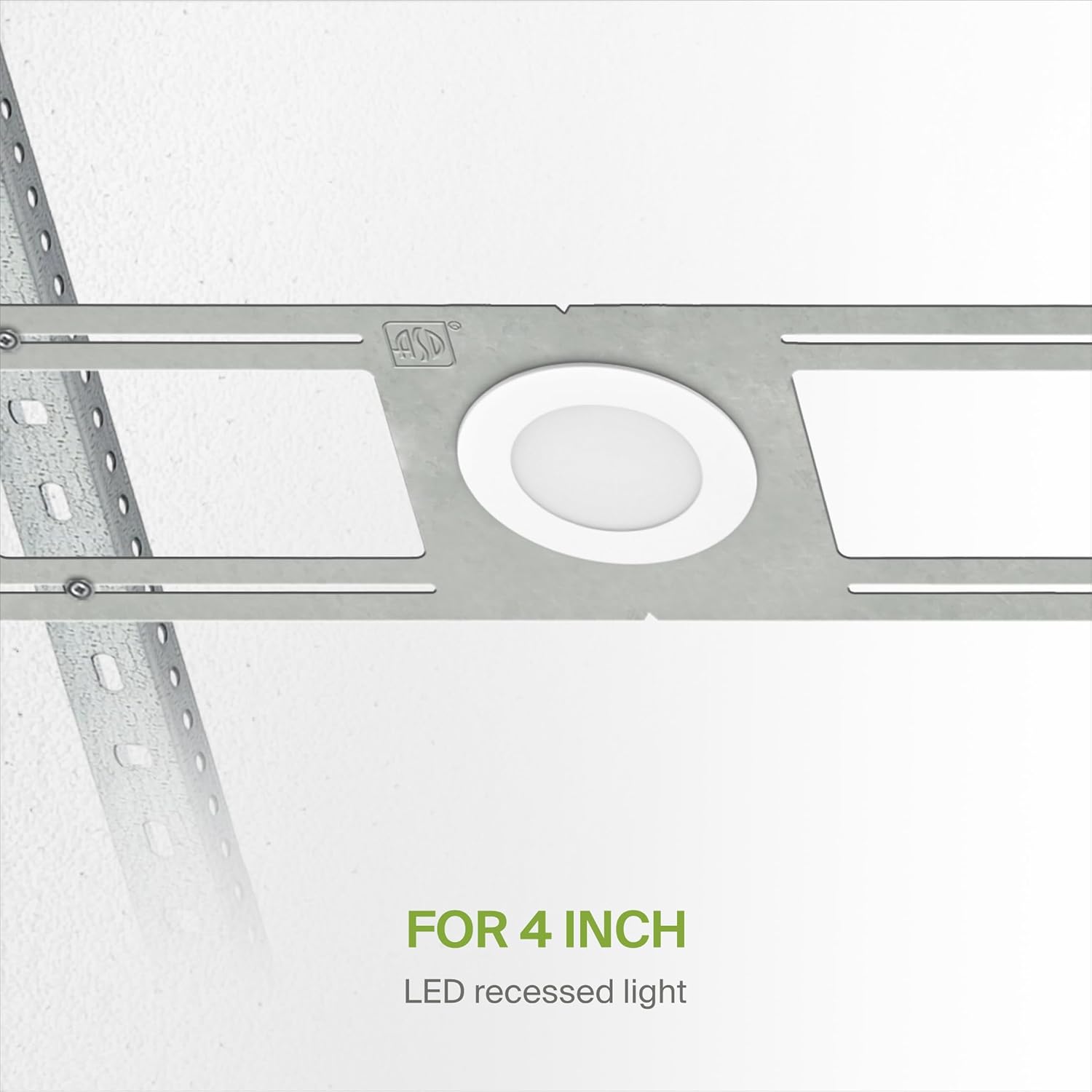 ASD 24 Pack New Construction Mounting Plate with Symmetric Round Hole - 4" Flat Steel Rough-in Wafer Light Bracket, LED Recessed Lighting Housing