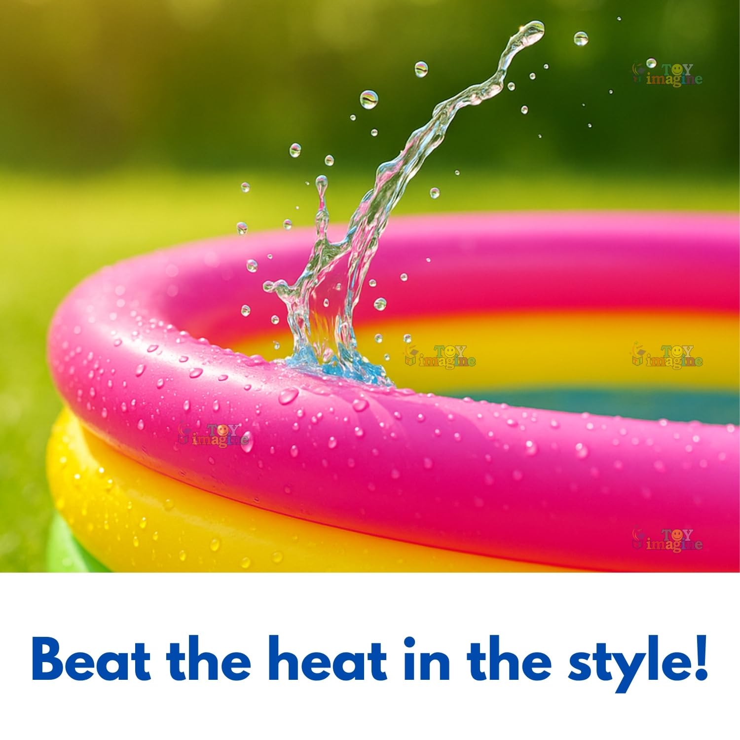 Toy Imagine 4 ft Swimming Pool for Kids | Inflatable Sunset Glow Round Colourful Ring Baby Portable Baby Bath tub | 0-5 Years | Indoor & Outdoor Swimming Pool for Kids (Multi Color) Holi 4