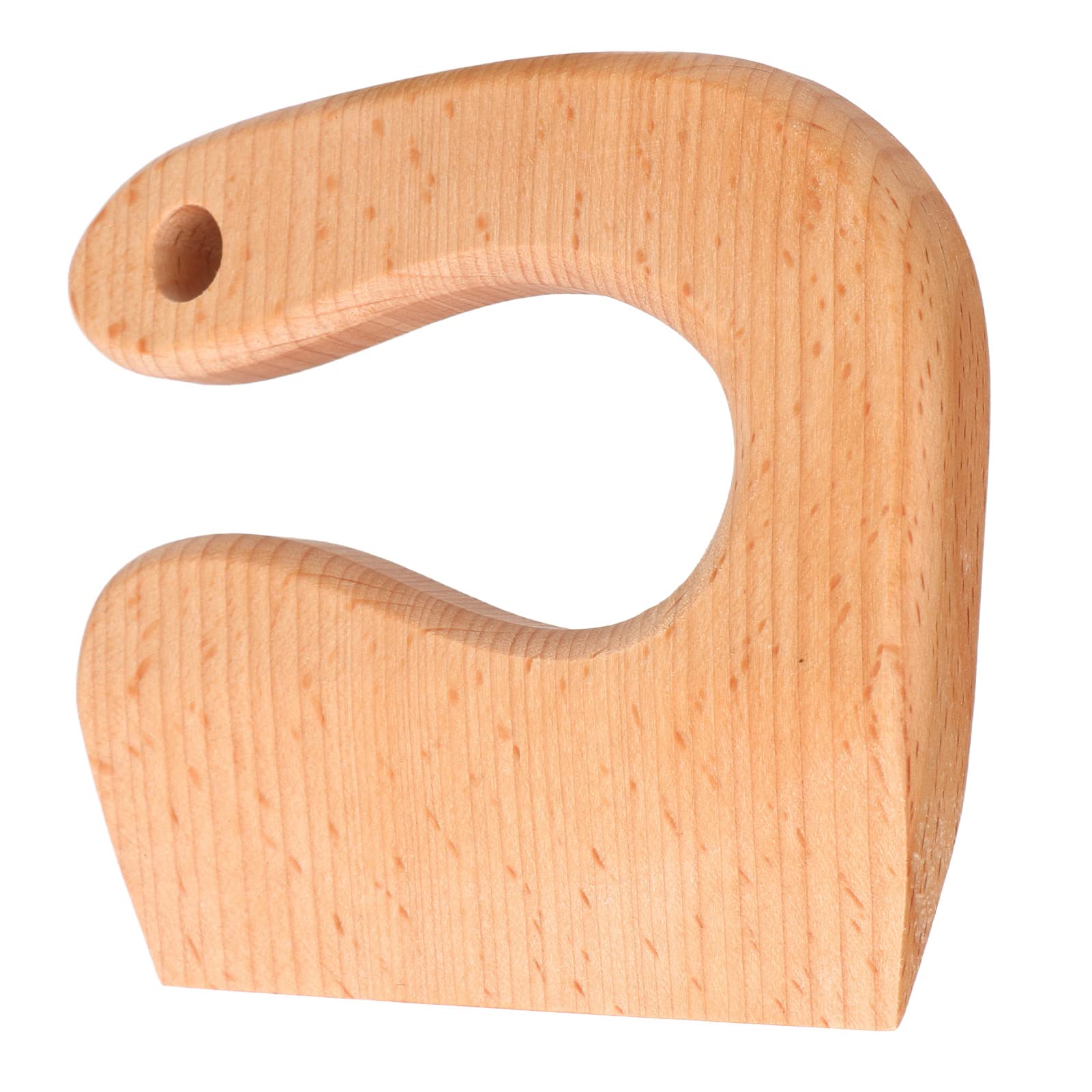 Jauarta Kids Wooden Cutter, Safe Vegetable Fruit Knife Toy for Toddlers with Natural Beech Solid Wood, Montessori Kitchen Tools for Children Aged 2-8 (Round Handle Type)