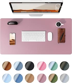 YSAGi Leather Desk Protector, Office Mat, Large Mouse Mat, Non-Slip PU Leather Blotter, Laptop Desk Pad, Waterproof Writing Pad for Office and Home (Pale Mauve, 23.6" x 13.8")