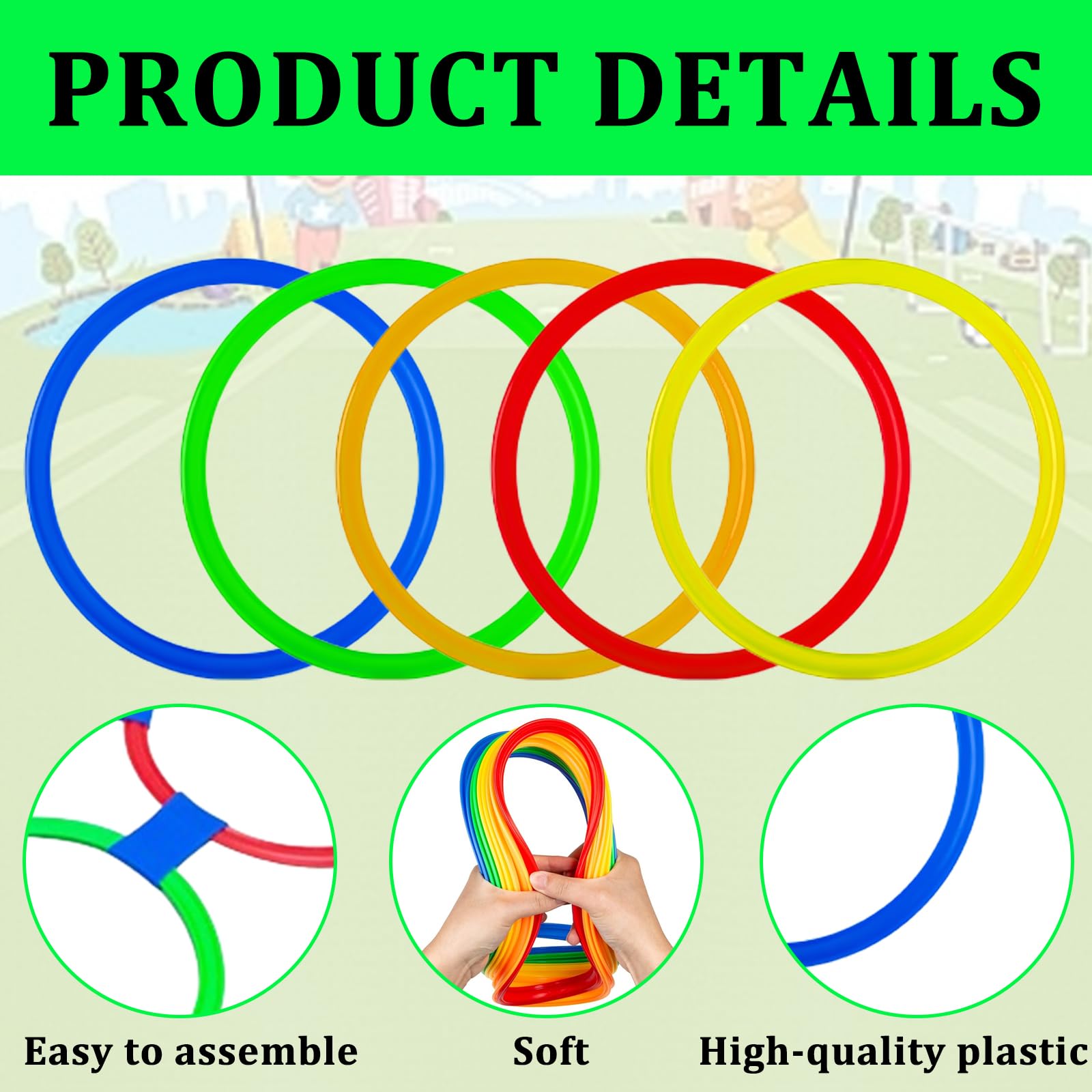 Set Marelle Enfant 12 Anneaux Flexibles 28 Cm – Jeu Extérieur DIY – Motricité Et Coordination
