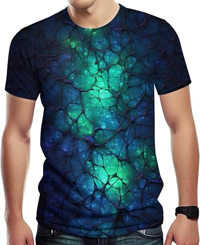 Camisetas de ciencia ficción biotecnológica para hombre, estampado 3D, camiseta de red neuronal abstracta Y2K Cyberpunk Streetwear