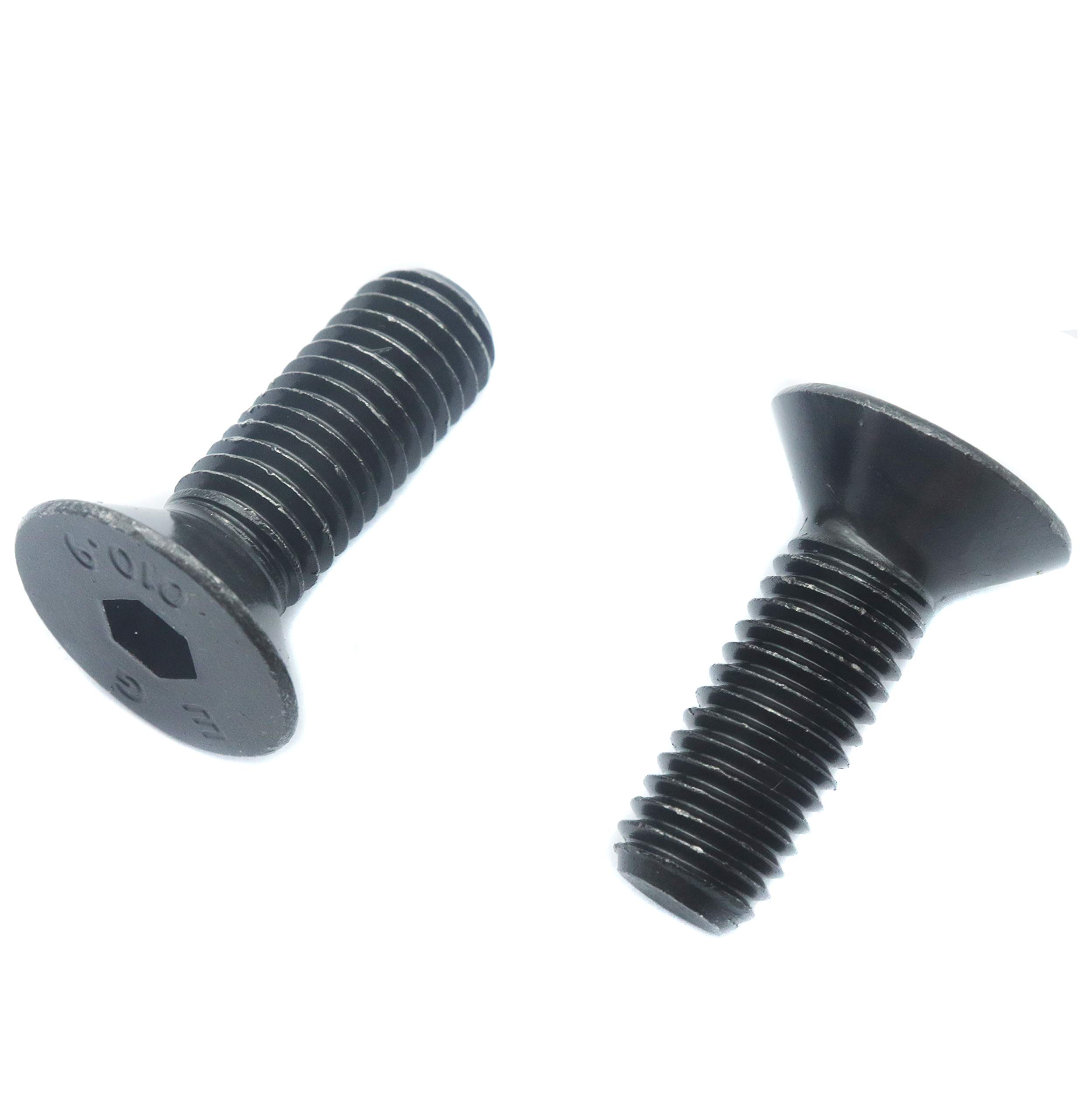 binifiMux 10pcs M10 x 30mm Black Flat Countersunk Head Hex Socekt Cap Bolts 10.9 Grade Alloy Steel