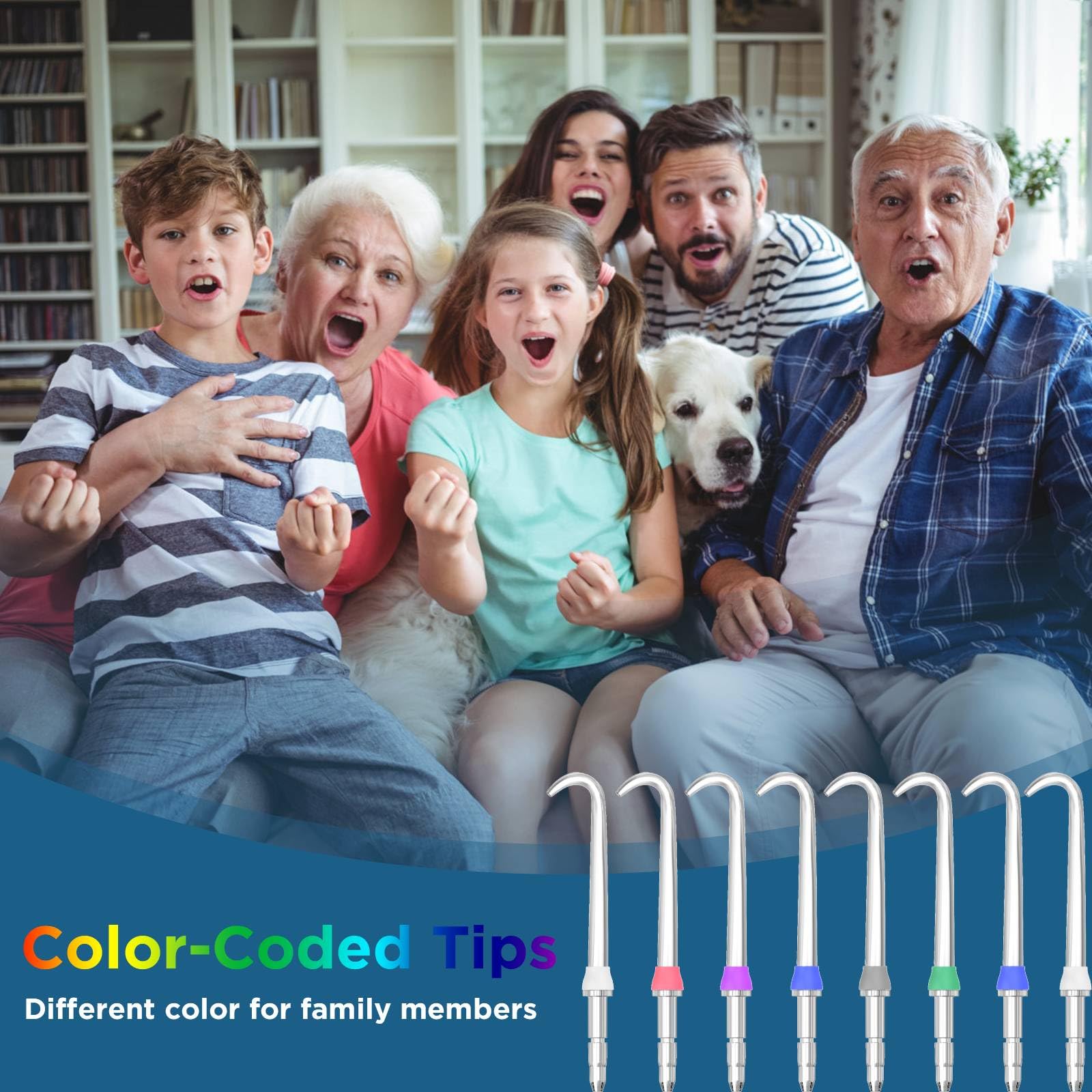 Cabezales de repuesto para Waterpik, púas de repuesto para irrigador dental Water Pik (8 puntas de prótesis dentales de implante + estuche de almacenamiento + paquete de estuche de viaje)