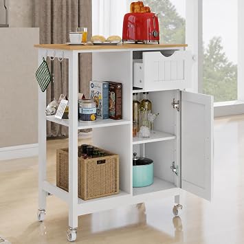 Small Rolling Kitchen Island Cart with Storage for Small Spaces