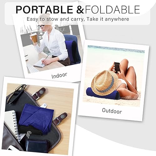 Miniatura 4 de Almohada inflable de cuña azul minimalista para yoga, ayuda a la postura, almohada lumbar de apoyo para piernas, reduce la presión de la cintura y