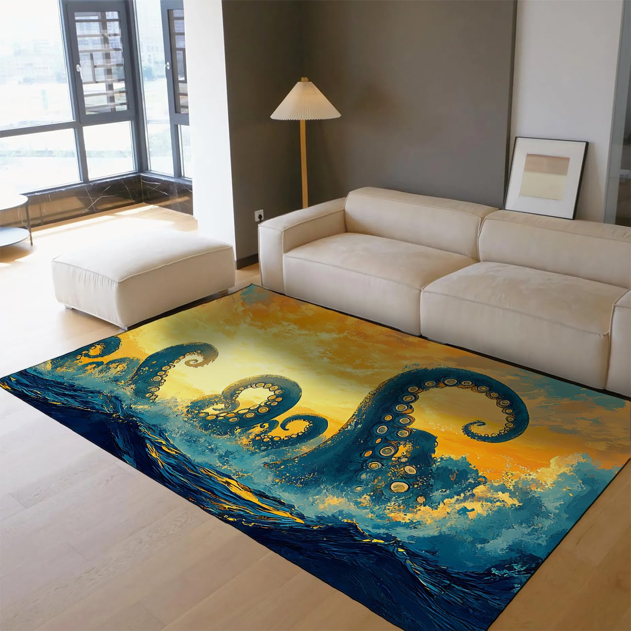 Fantastyczna sztuka dywaniki gigantyczne głębokowodne macki ośmiornica wzór antypoślizgowa niski włos dywan do salonu sypialni pokój zabaw 150x240cm