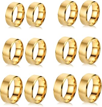 12PCS Stainless Steel Blank Core Ring 8mm Plain Inlay Finger Rings Round Solid Metal Band Size 6/7/8/9/10/11 Comfort Simple Brushed Matte Polished Silver Wedding Ring for DIY Jewelry Making A3