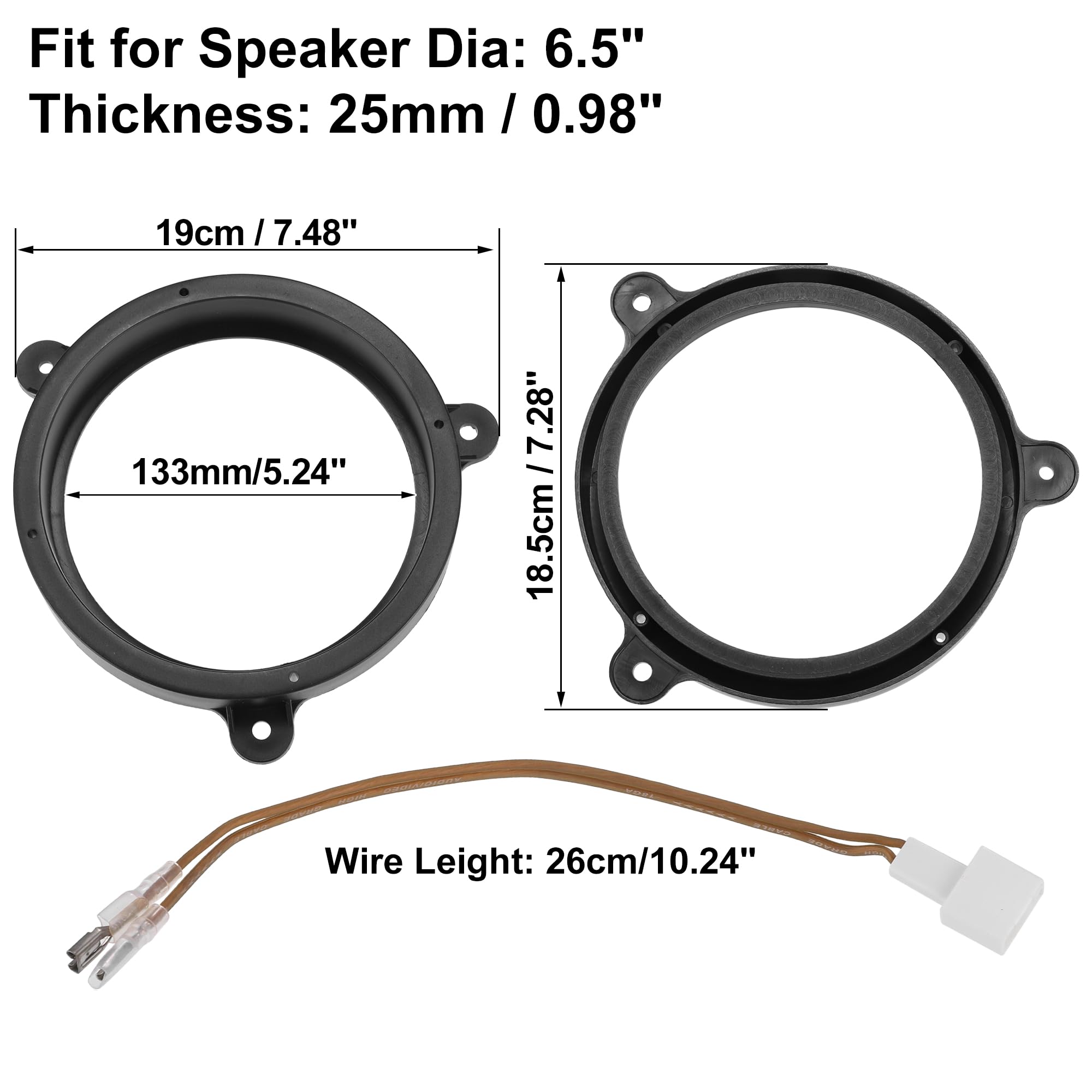 QUARKZMAN 6.5" Adaptador de Altavoz Con Anillo Espaciador Y Combinación de Cables para Subaru