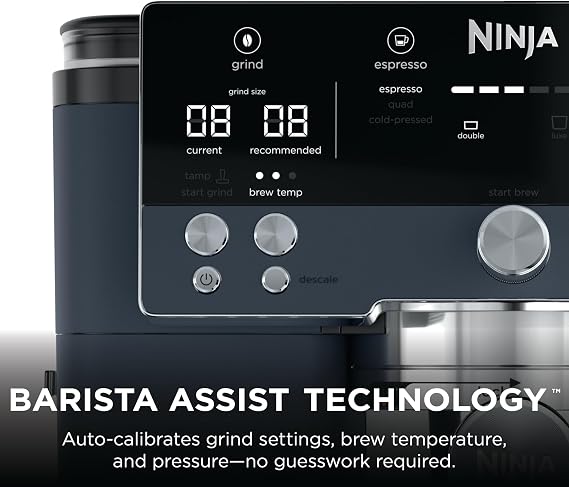 Ninja Luxe Cafe Premier 3-in-1 Espresso Machine, Drip Coffee, Rapid Cold Brew | Built-in Coffee Grinder, Hands-Free Milk Frother, Assisted Tamper for Cappuccinos & Lattes | Cyberspace | ES601CY