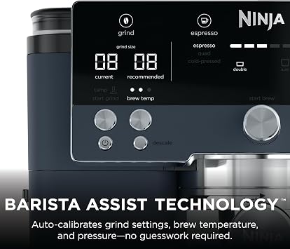 Ninja Luxe Cafe Premier 3-in-1 Espresso Machine, Drip Coffee, Rapid Cold Brew | Built-in Coffee Grinder, Hands-Free Milk Frother, Assisted Tamper for Cappuccinos & Lattes | Cyberspace | ES601CY