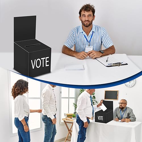 Miniatura 8 de Paquete de 12 cajas de rifa Caja de donación para recaudación de fondos, cajas de votación de cartón con ranura para boleto y cabecera extraíble