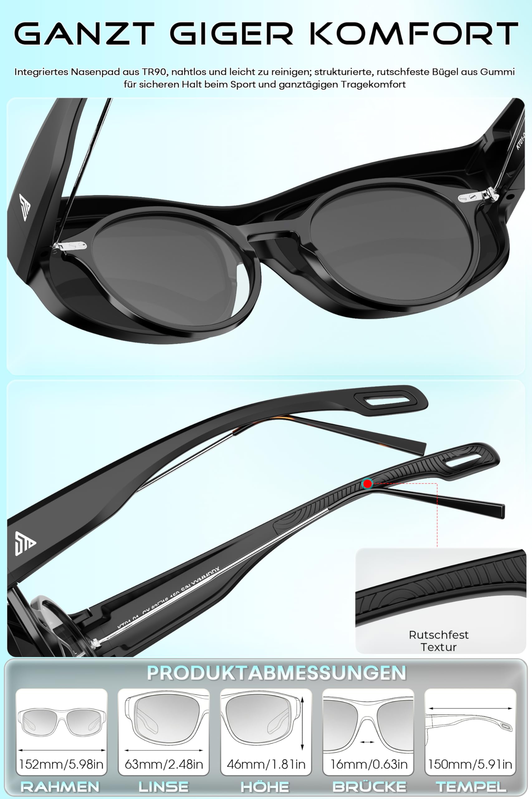 SIPLION überzieh sonnenbrille Herren & Damen: Polarisiert UV400-Schutz, sonnenbrillen mit sehstärke clip für brille