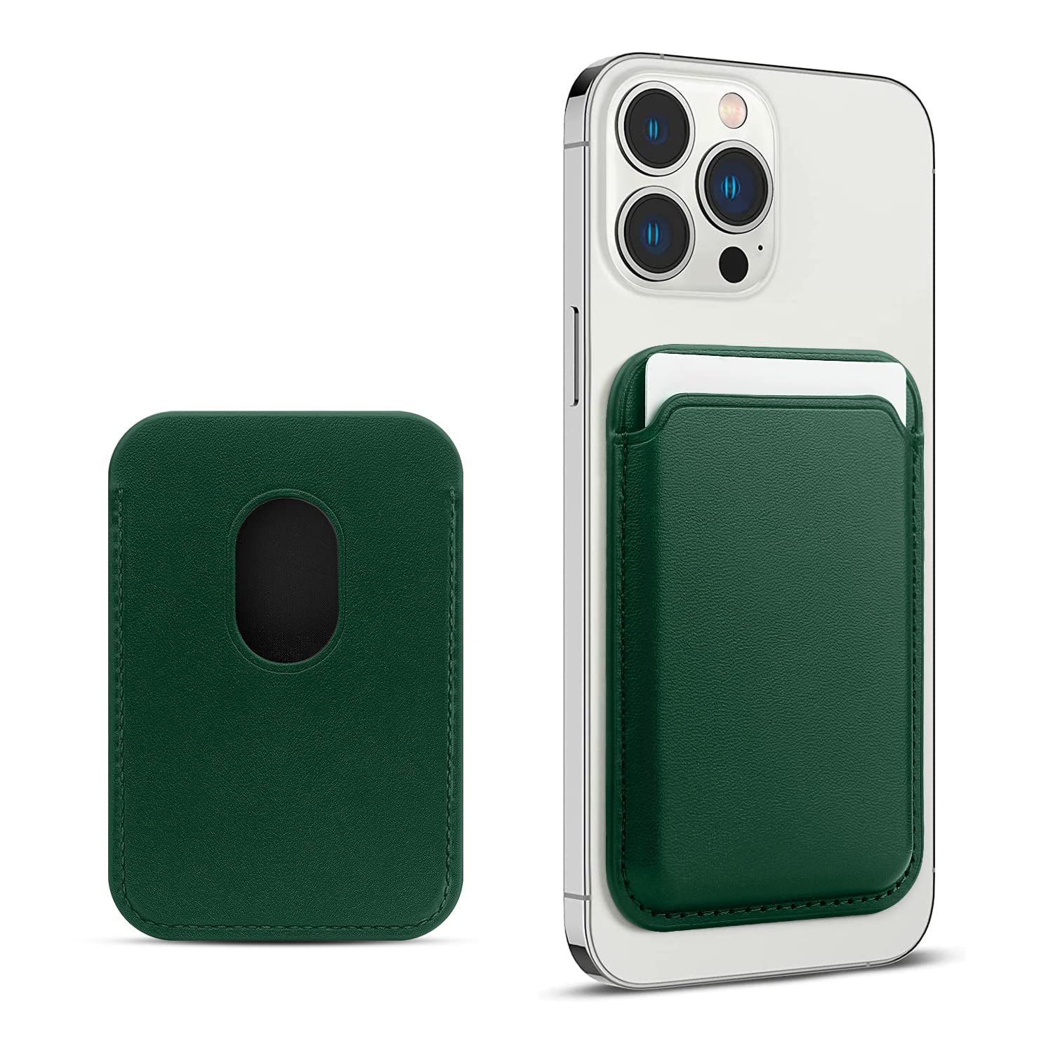 FIDWALL Magsafe Wallet Portafoglio Tessuti in Pelle per iPhone 16/15/14/13/12 Max/Pro/Plus/mini,con Anello in Ferro per all Phone Case,RFID Card Holder con Magsafe Magnete (Verde Sequoia)