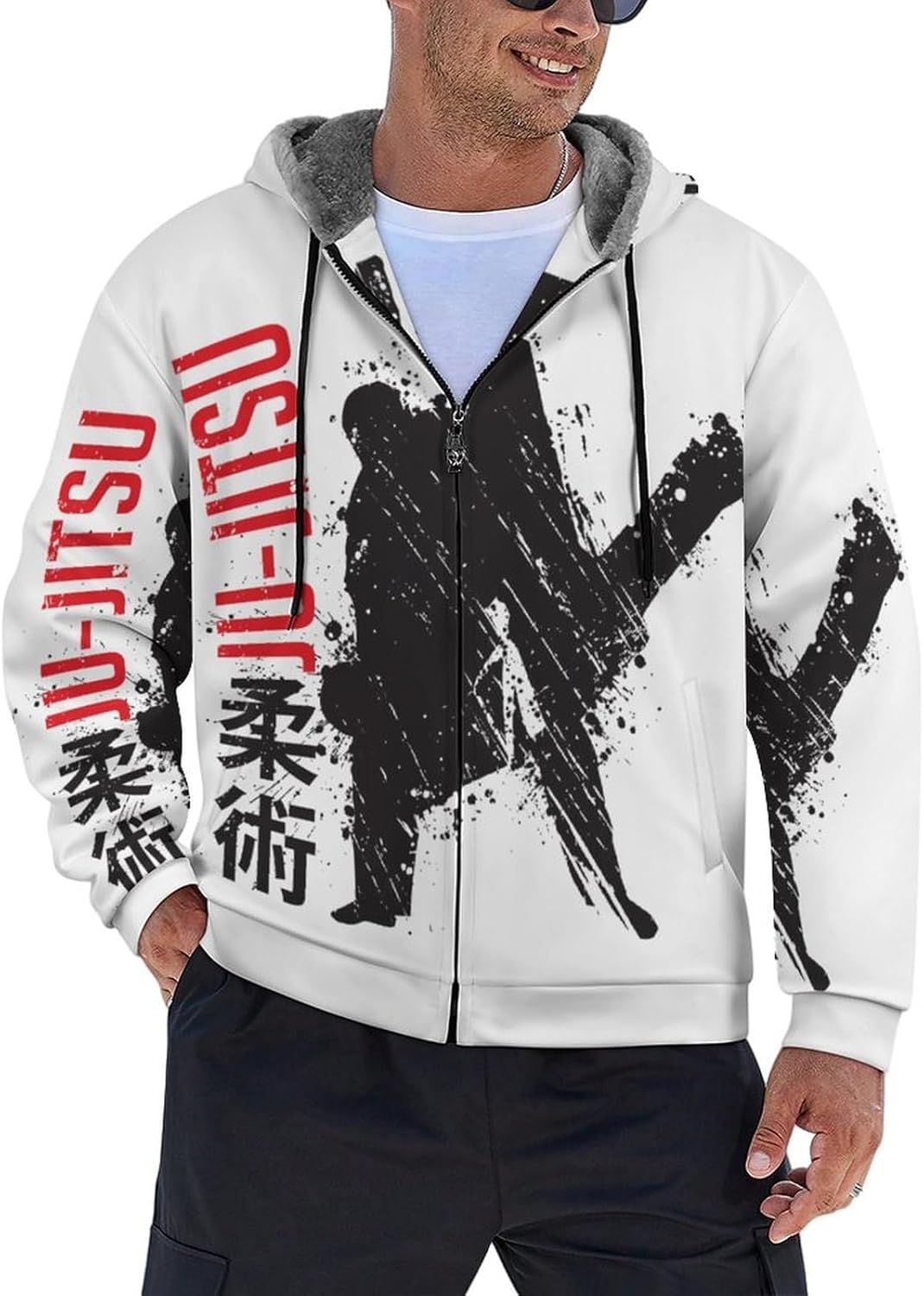 Jiu Jitsu Brazil Warm Zippered Men's Hoodie Sweater Sweatshirt Fashion Short Jacket Fleece Coat