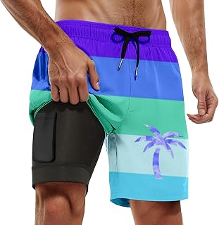 Bañador largo para hombre de secado rápido con malla y cordón ajustable, Trajes de baño J3-dark Lila, 4XL