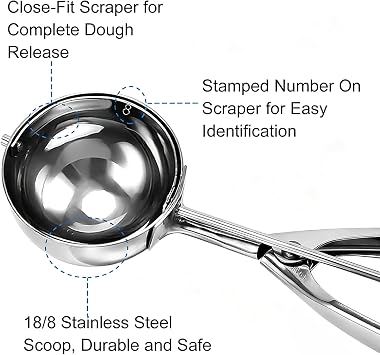 Saebye 4 oz Scoop, #8 Cookie Scoop, Large Ice Cream Scoop with Trigger, Portion Scoop, Muffin Scoop, Cupcake Scoop, for Ice Cream, Muffin, Cupcake Batter, Mashed Potato, Cookie Dough