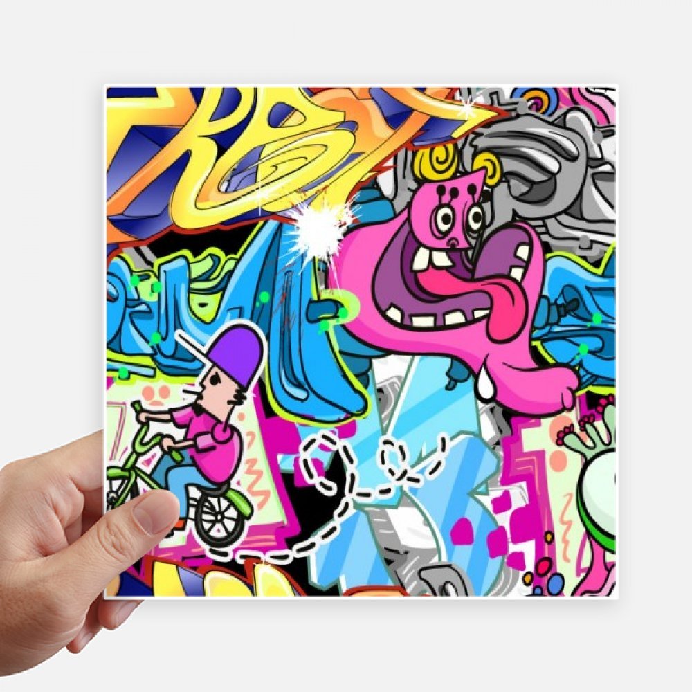 Autocollant carré coloré Graffiti Street Culture 20 cm pour ordinateur et valise