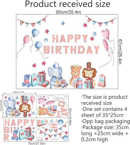 Miniatura 6 de Calcomanías de pared para fiesta de cumpleaños, bonitos globos de animales