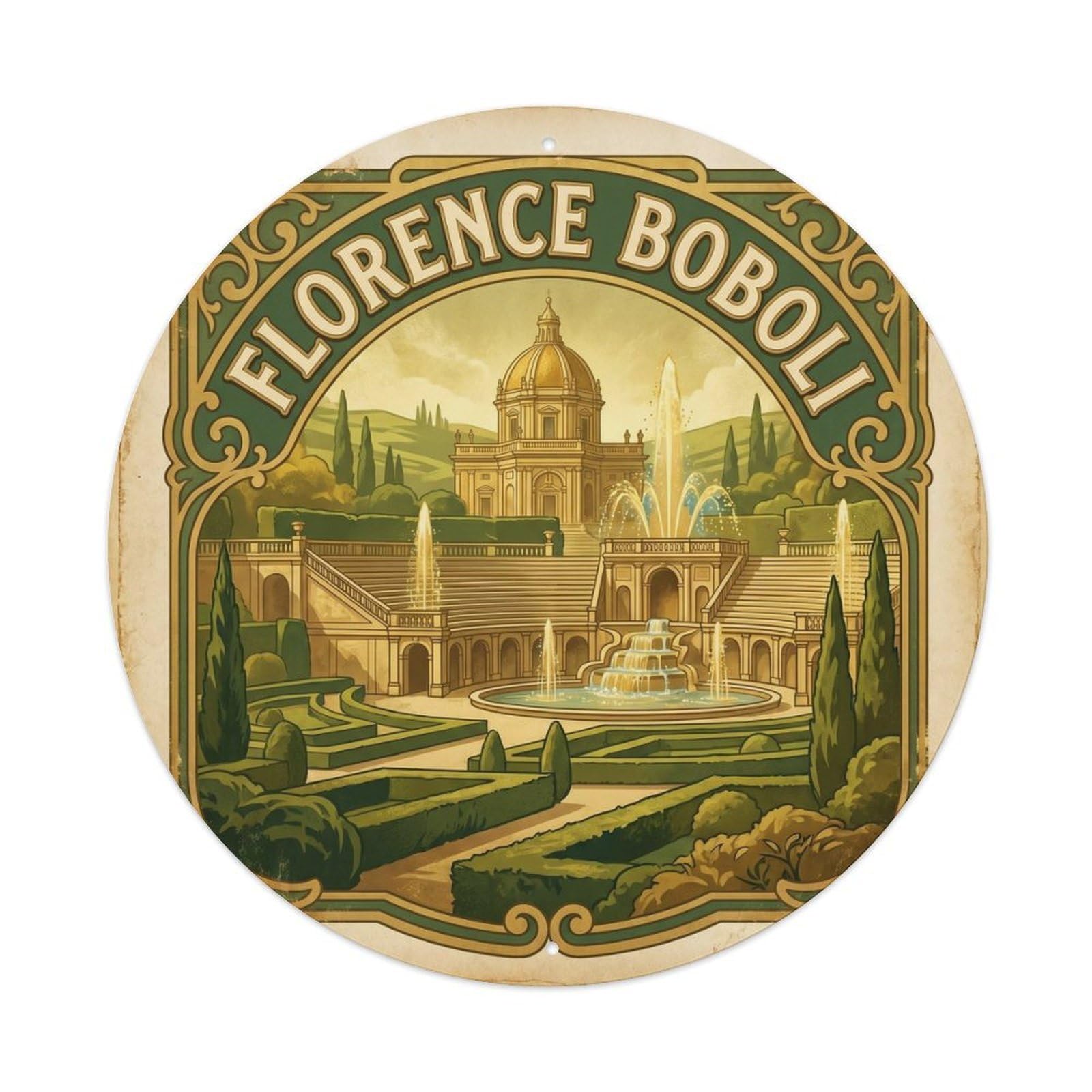 Retro Florence Italy Boboli Heritage City Travel Metal Tin Sign