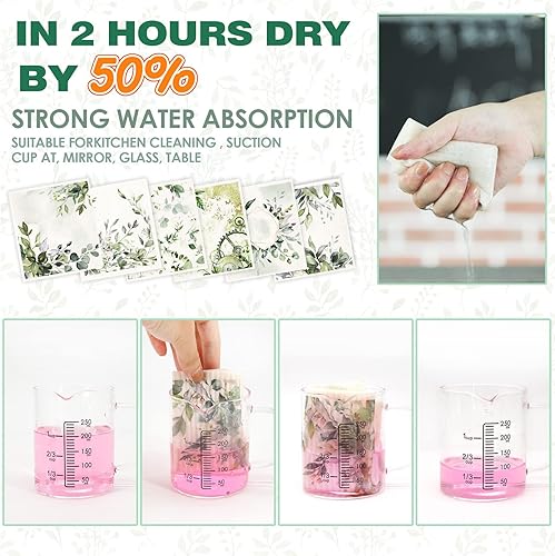 Miniatura 4 de Morigins 6 paños de cocina suecos, paños de limpieza de eucalipto verde, reutilizables, absorbentes, paños de esponja de secado rápido, lavables