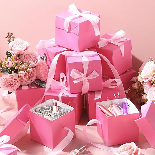 Ctosree 30 cajas de regalo de graduación con tapas de 4 x 4 x 4 pulgadas, pequeñas cajas de regalo cuadradas con cintas, cajas de regalo de fiesta,