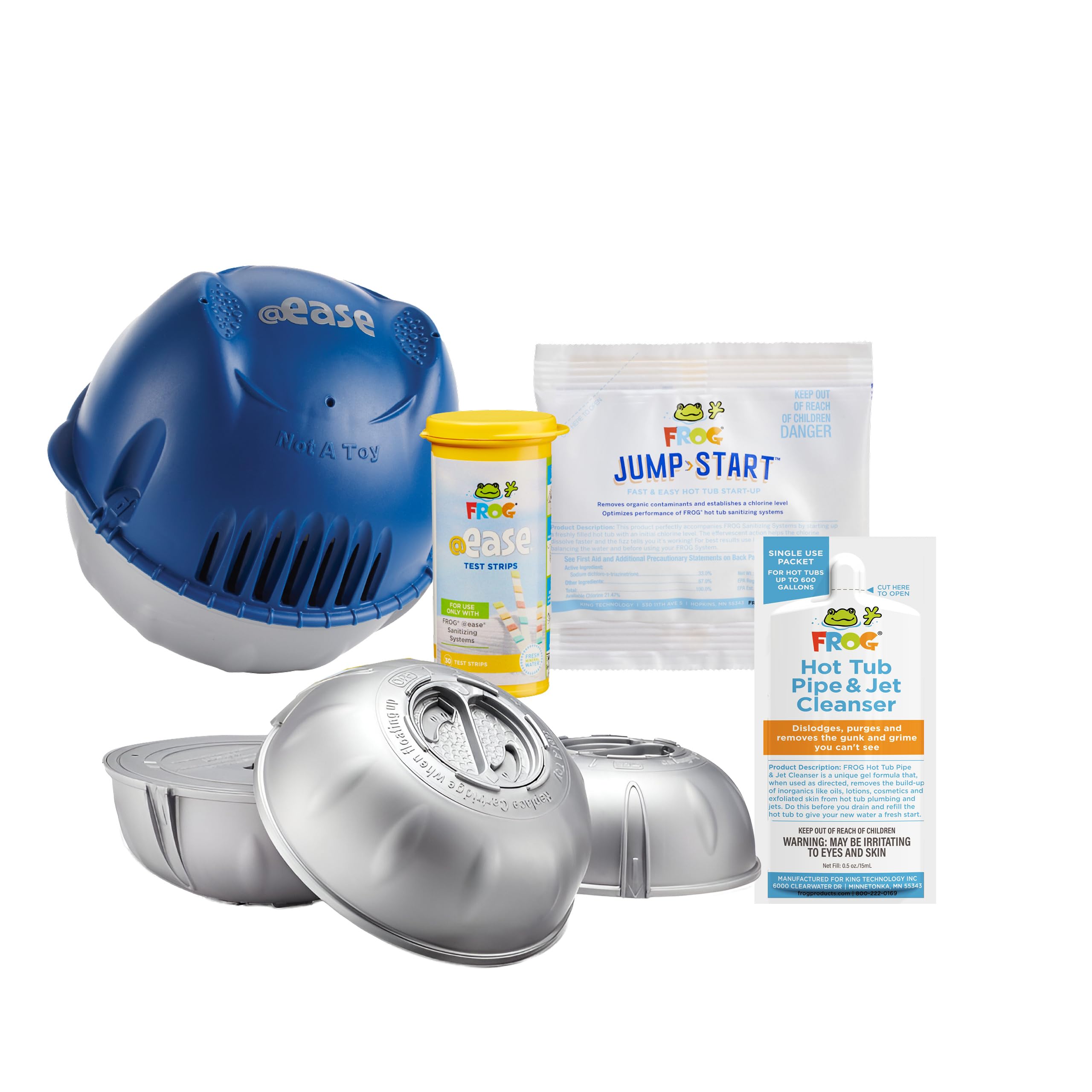 FROG @Ease Floating System and Pipe & Jet Cleanser for Hot Tubs - Self-Regulating Hot Tub Sanitizer and Deep Clean Purge - Sanitizing Minerals & SmartChlor Technology - 4 Month Fresh Start Bundle