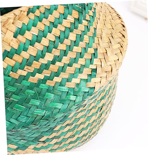 Miniatura 9 de Cabilock Cesta de mimbre para plantas de hierba marina, cesta de almacenamiento de mimbre verde