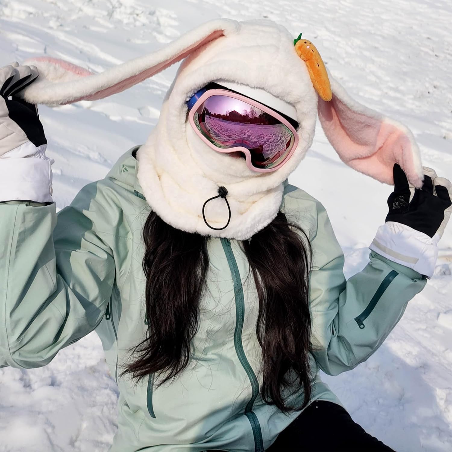 Ski Helmet Cover Removable Face Mask,Velvet Balaclava,Warm,Wind-Resistant for Skiing Snowboarding