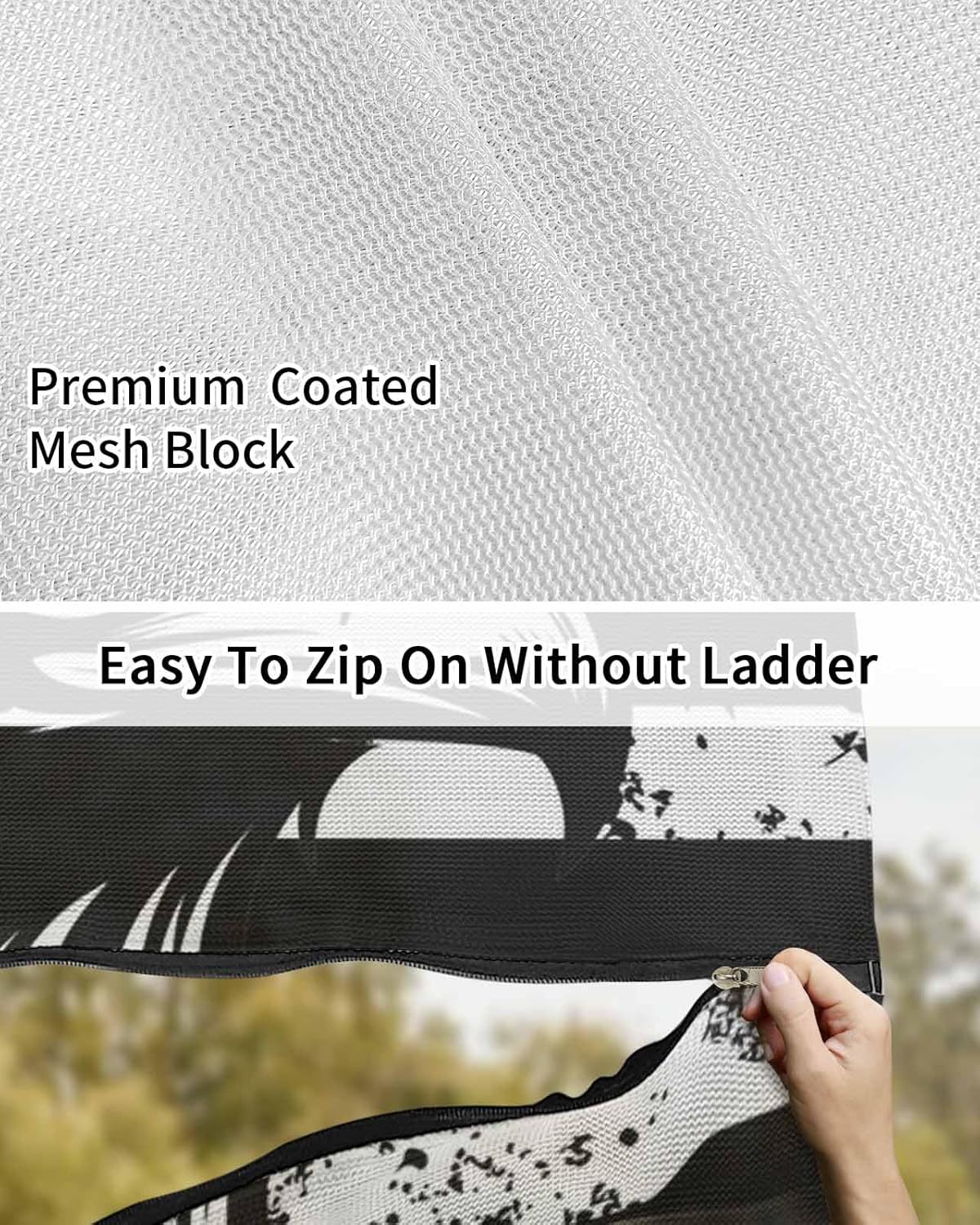 RV Awning Sun Shade Screen 9' x 15'3", Black Eagle 4th of July Mesh RV Awning Shades Complete Kits, Independence Day American Flag Sunlight Blocker Outdoor Canopy for Camping Trailer