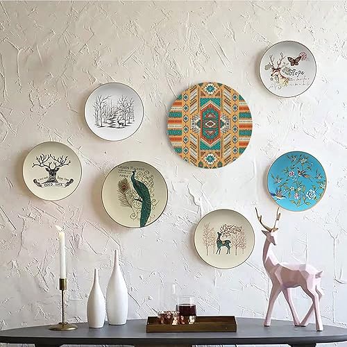 Miniatura 5 de Platos de cerámica, platos decorativos de cerámica tribal, patrón de tribu secreta azteca india, 6 pulgadas, platos decorativos para el hogar,