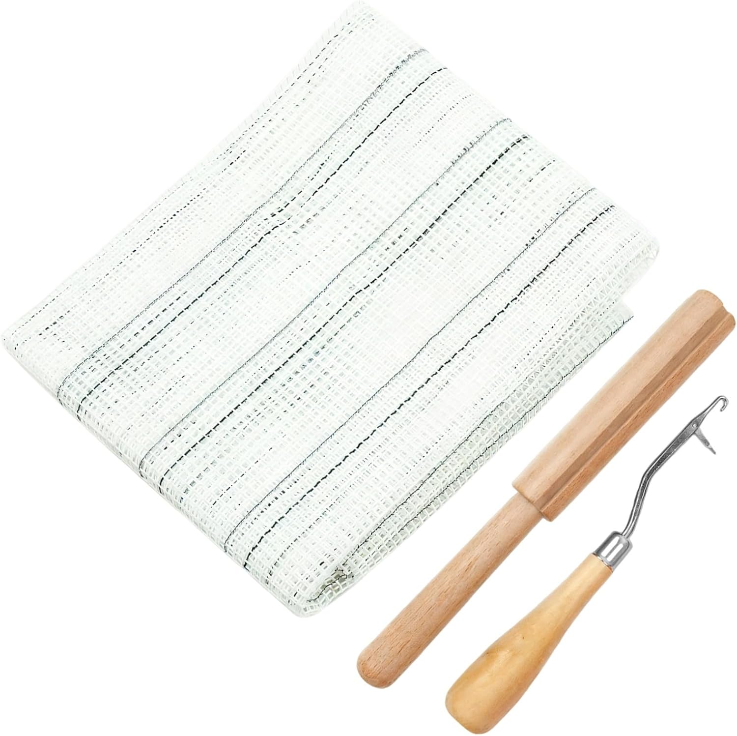 DIY Rug Making Kit, 19.7 X 39.4 in Mesh Canvas, Latch Hook Tool, Groove Stick for Crafts