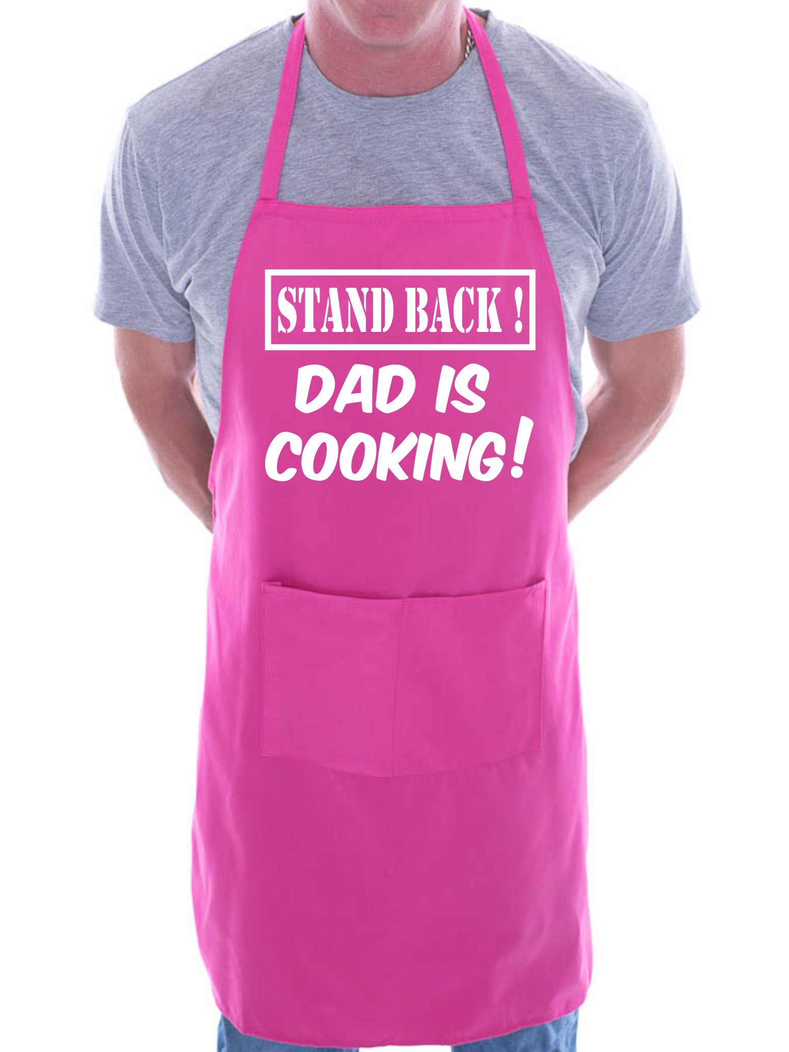 Print4U Stand Back Dad Is Cooking Fathers Day BBQ Cooking Novelty Apron Pink