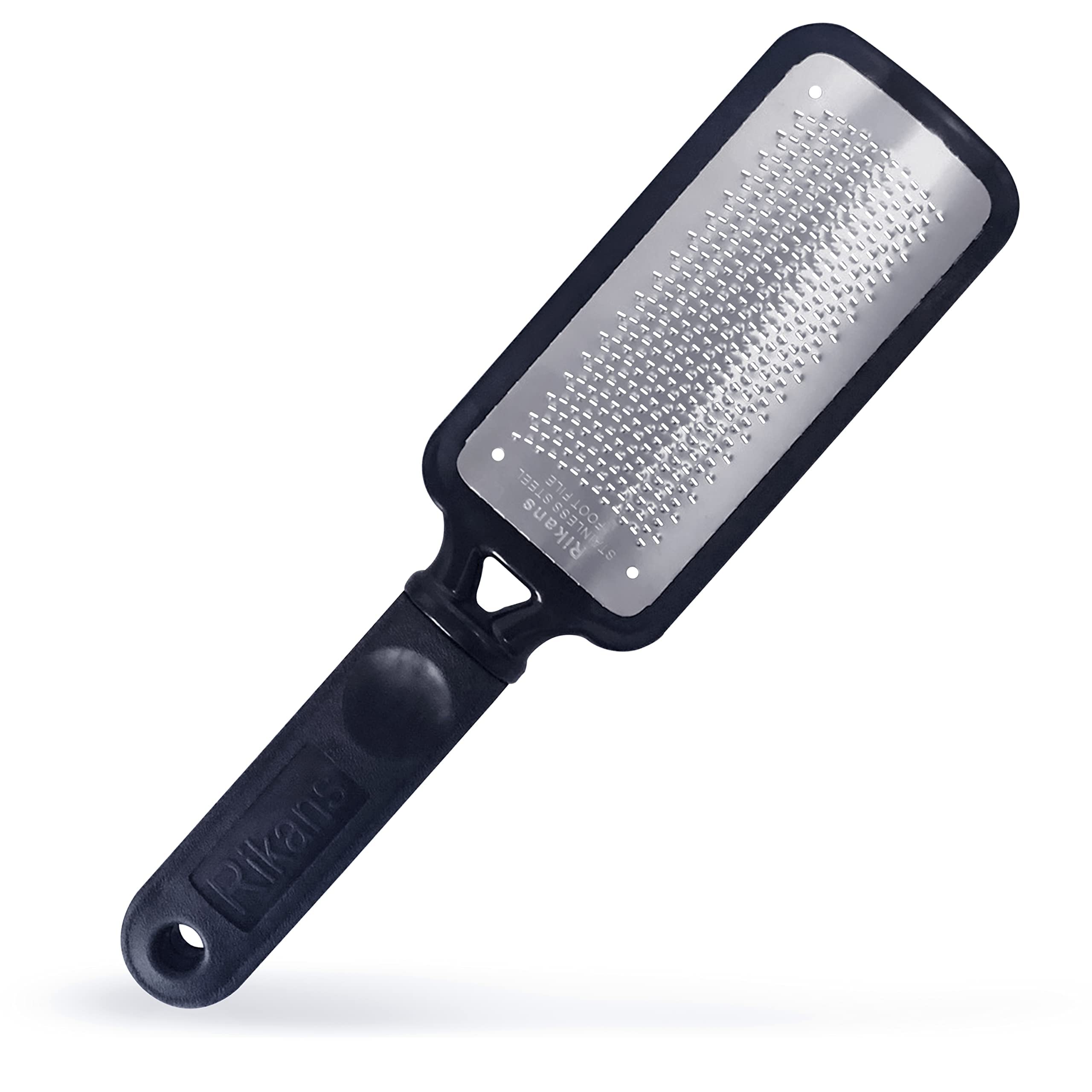 – Rikans Foot File Foot Scraper Callus Remover for Feet Hard Skin Remover Foot Tool. Best Foot Care Pedicure Foot Scrub Foot Scrubber. Can Be Used on Wet or Dry Feet, High Grade Stainless Steel File.