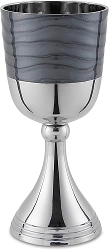 Miniatura 10 de Zion Judaica - Juego de tazas de lujo para niños de 5.75 pulgadas, en caja de regalo, chapado en níquel pulido con esmalte plateado, elegante copa