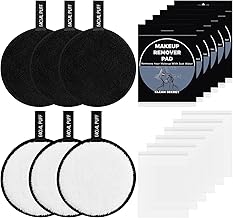 Dokeno 6 Pieces Washable Makeup Remover Pads, Reusable Make-up Wipes, Cotton Makeup Remover Pads, Microfibre Cloths, Facial Cleansing Sponges, All Skin Types