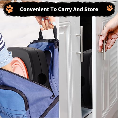 Miniatura 7 de Cuencos elevados para perros grandes, mascotas medianas, plegables, 2 cuencos elevados para comida para perros con soporte de 3 alturas ajustables