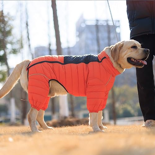 Miniatura 7 de Abrigo para perro, chaqueta cálida para perro, 4 patas cubiertas, impermeable, resistente al viento, reflectante, chaleco cálido para perro, con