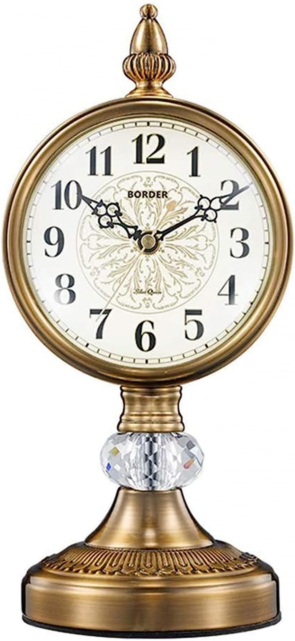 DENMERMantel Clocks, Silent Fireplace Clock, Metal Copper Plated Quartz Table Clock, Battery Operated Creative Mantle Clocks for Living Room Office Desktop Decorate