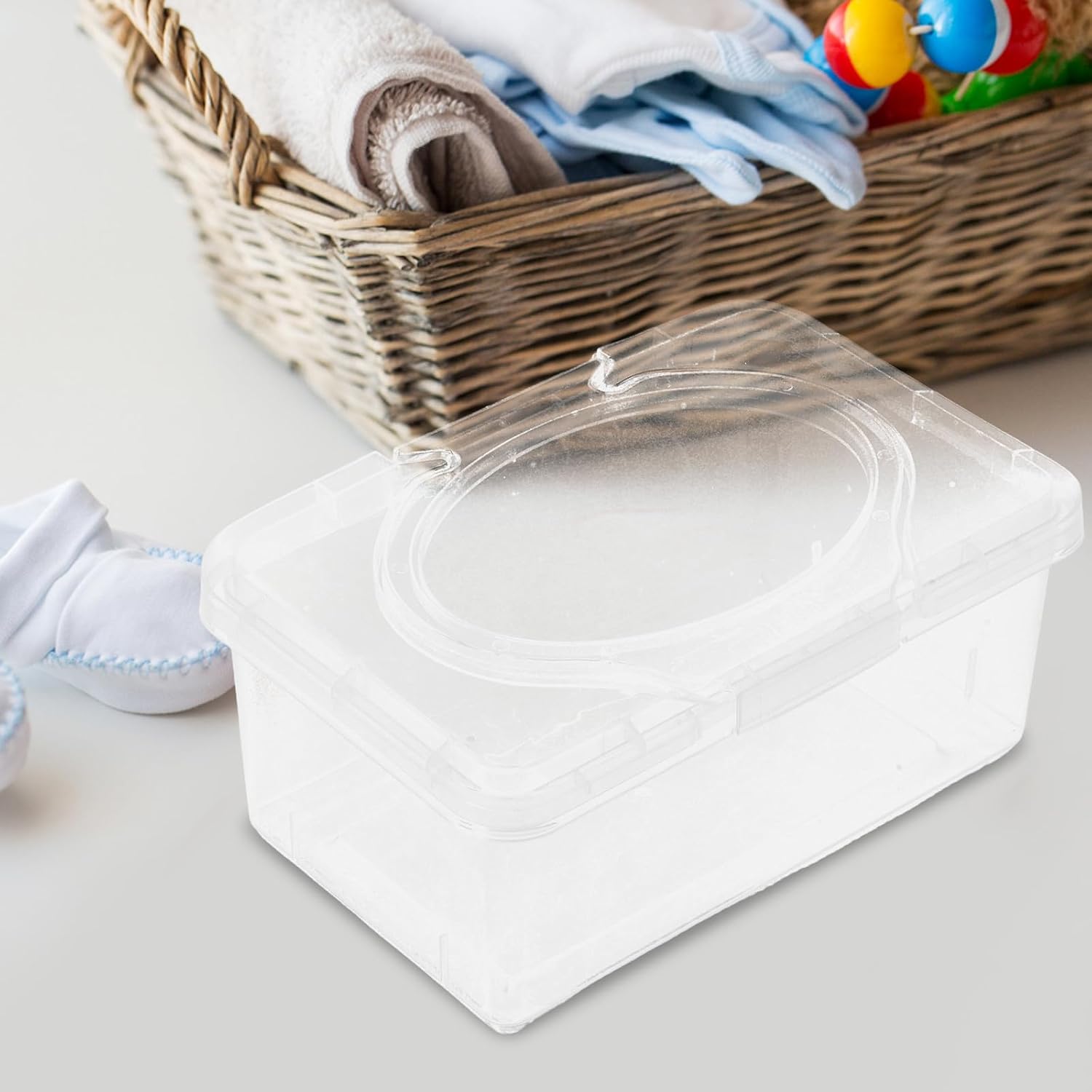 2pcs Wipe Containers Refillable Plastic Storage Box with Dustproof Lid, Large Capacity 1400ml Design and Easy One-Hand Access for Travel and Living Room Use image 5