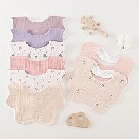 Vista 7 de Bearmoss Baby Bibs for Drooling & Teething 8 Pack Muslin Cotton Soft Absorbent Adjustable Unisex Bibs Boys Girls 0-36 Months