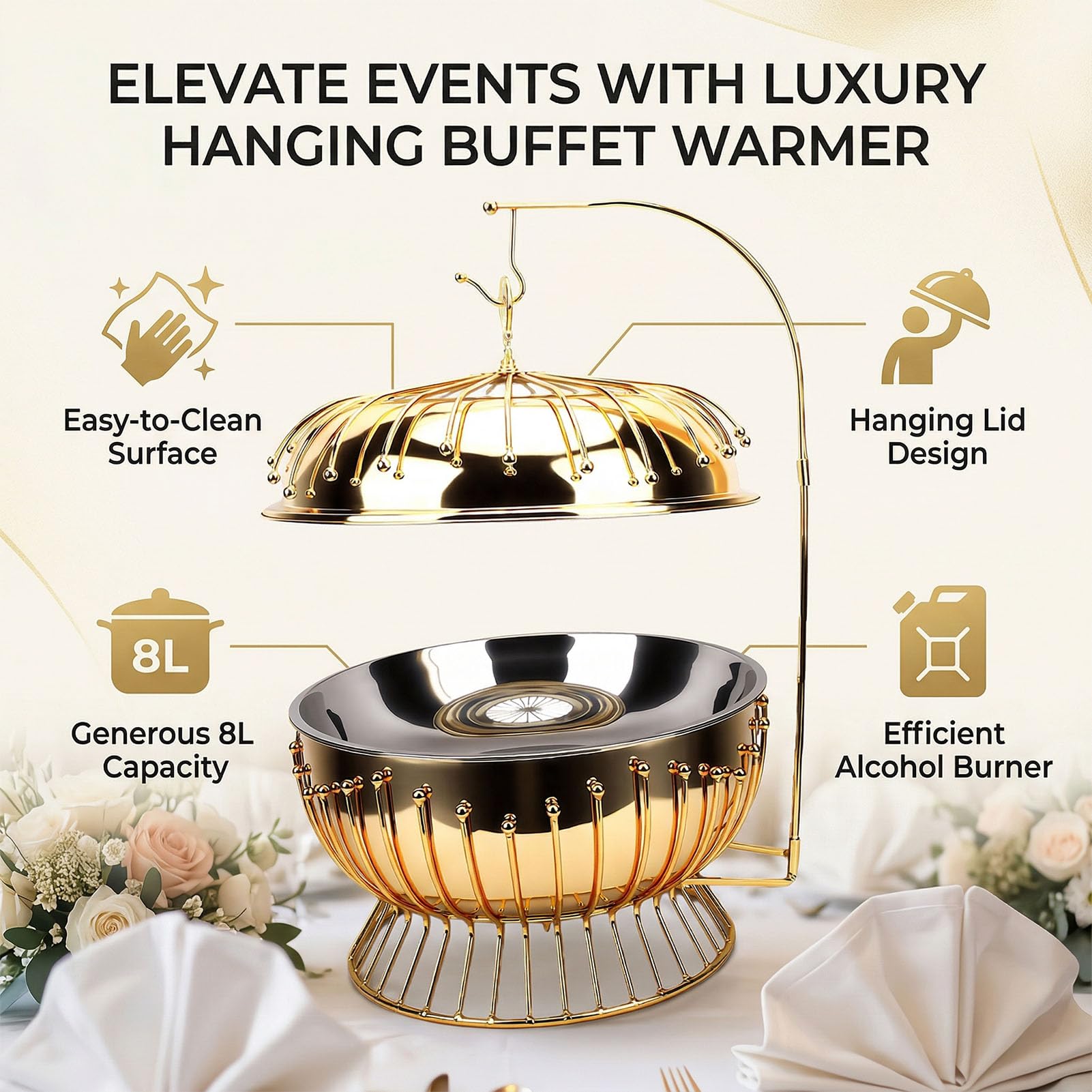 HEEPDD Set Scaldavivande a Buffet per Eventi di Catering per Matrimoni, Ristoranti, Hotel, Feste, Attrezzature per Servizi di Ristorazione