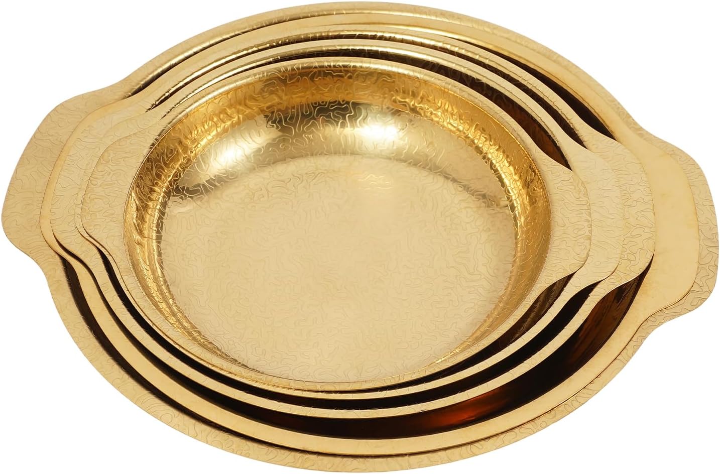 5PCS Food Serving Pans, Food Serving Pans Stainless Steel Seafood Pans Dinner Server Pan Paella Pan for Restaurant Home Use Indoors, Outdoors Set of 5 10.24-7.09in Gold