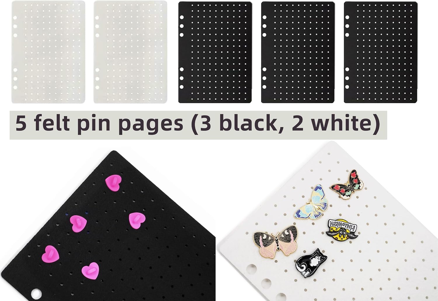 Chillpaper Enamel Pin Display Book Collection Trading Book Portable Brooch Pins Holder Storage Organizer Case Zippered (Pink Heart Lace)