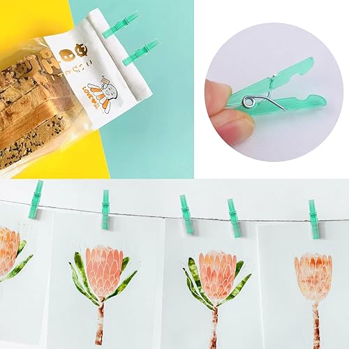 Miniatura 40 de BronaGrand 100pcs Mini Clear Plastic Utility Paper Clip, Clothespins Clip, Clothes Line Clips,Photo Clips