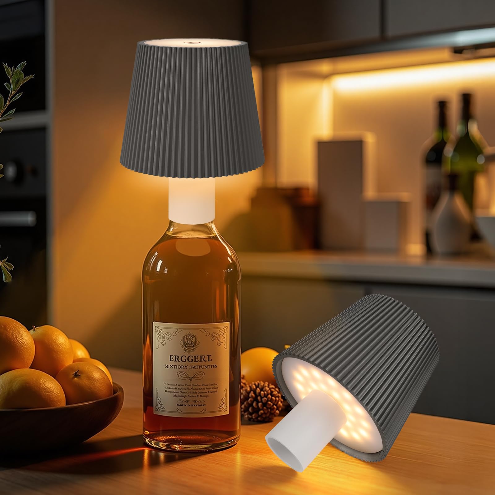 Ketom Flaschenlampe Aufsatz LED Aufladbar, IP54 Wasserdicht Lampenschirm für Flasche, Akku Lampe für Flasche LED USB, 3 Farbtemperaturen, Dimmbare, Touch Control, für Restaurant