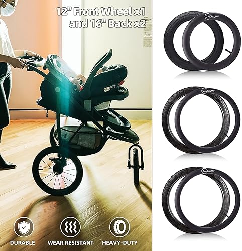 Vista 4 de Tubos interiores y neumáticos de repuesto de rueda delantera de 16 pulgadas y 12.5 pulgadas (2+1) Compatible con BoB Stroller Tire Revolution