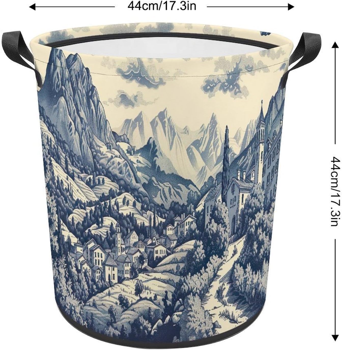 Village in The Mountains Foldable Laundry Hamper with Handles, Waterproof Oxford Cloth Basket, Collapsible Storage for Bathroom Bedroom Dorm image 2
