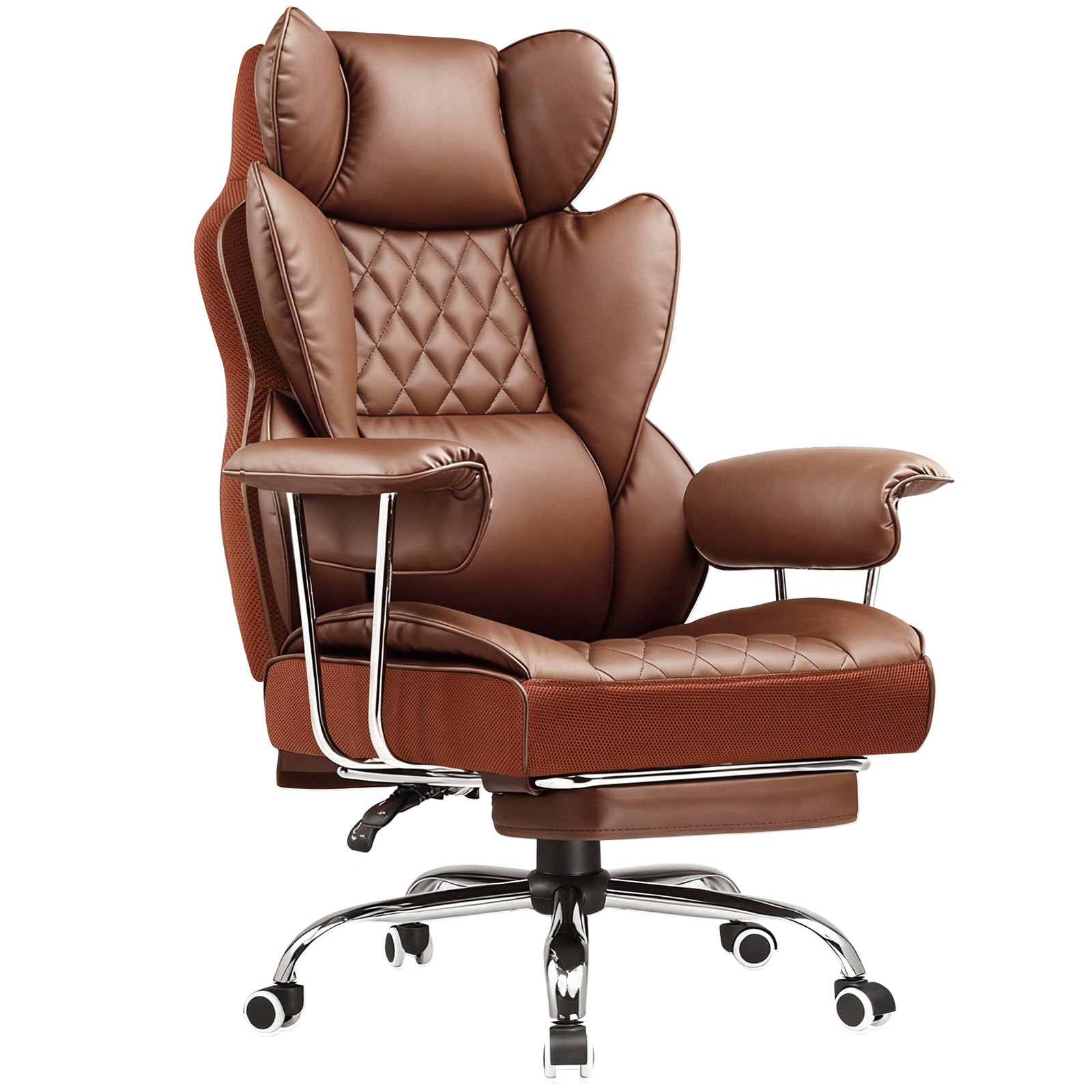 Photo 1 of ***INCOMPLETE SET/ MISSING PIECES*** COMHOMA Big and Tall Office Chair, High Back Leather Gaming Chair with Footrest, Executive Ergonomic Office Chairs with Pocket Spring Lumbar Support and with Outward Fixed Soft Armrests